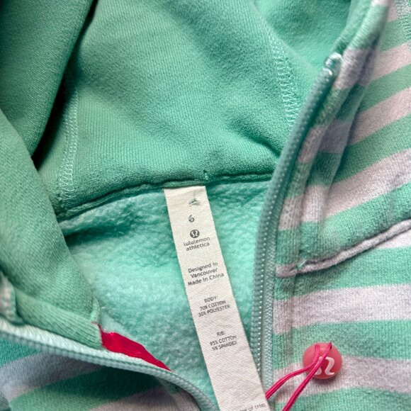 Lululemon Women's Scuba Full-Zip Hoodie - Green / White Striped - Picture 4 of 6